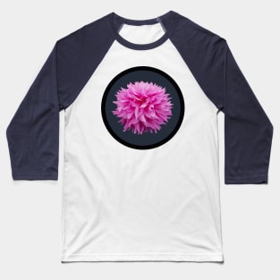 Strong Pink Semi Cactus Dahlia Flower Circle Frame Baseball T-Shirt